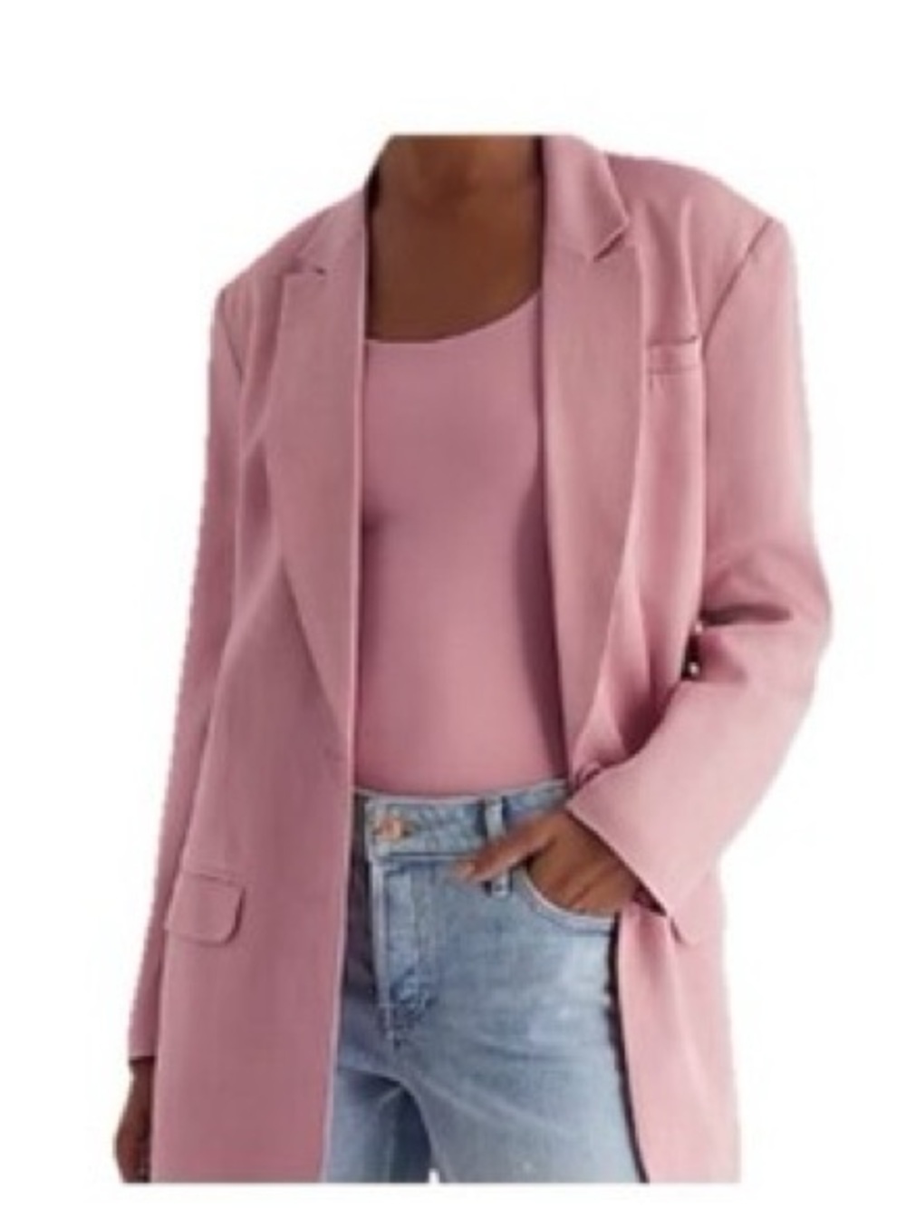 Express Pink Linen-Blend Boyfriend Blazer – Size Large